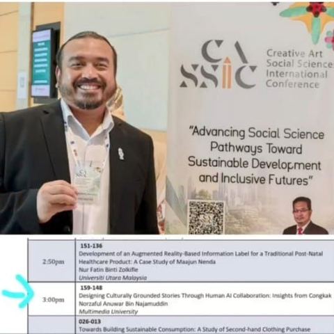Norzaful beside the CASSIC 2026 banner, above the programme listing his paper