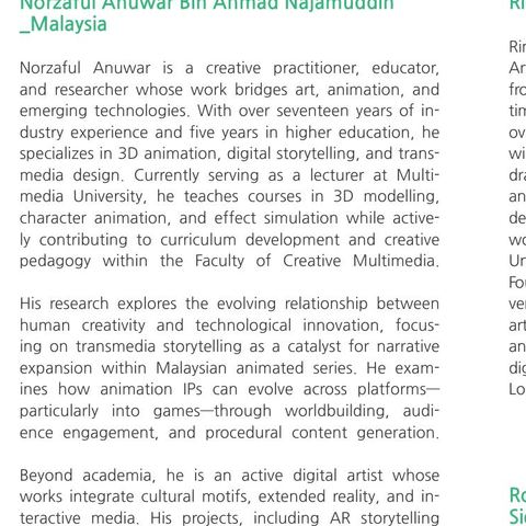 Artist profile of Norzaful Anuwar in the catalogue